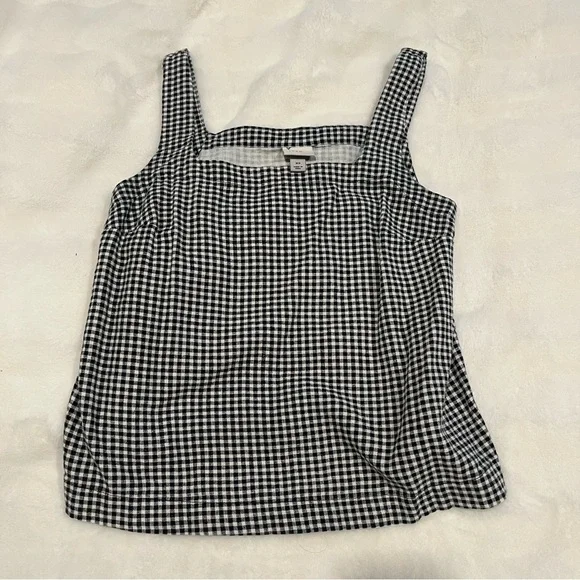 A New Day Black and White Gingham Linen Tank Top - Picture 4 of 4